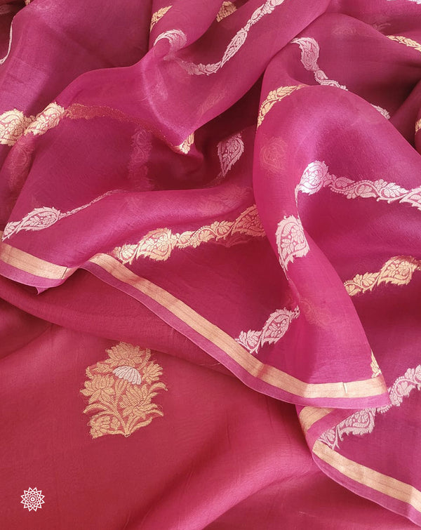 Handwoven Banarasi Unstitched Kurta Dupatta in Kora Silk