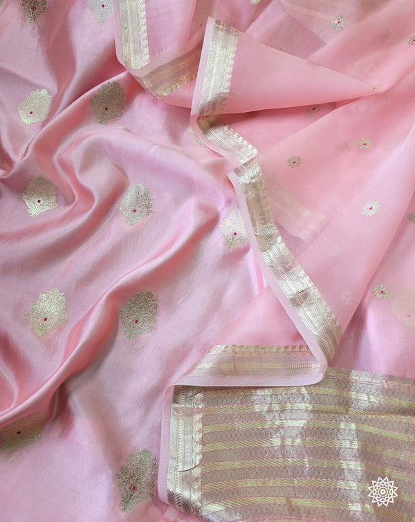 Banarasi Handwoven Chinnia Silk Meenedar Kurta with Meenedaar Kora Silk Dupatta