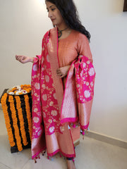 Banarasi Katan Silk Jaal Dupatta in Sona Rupa Zari