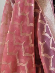 Banarasi Woven Kora Silk Dupatta in Strawberry Pink