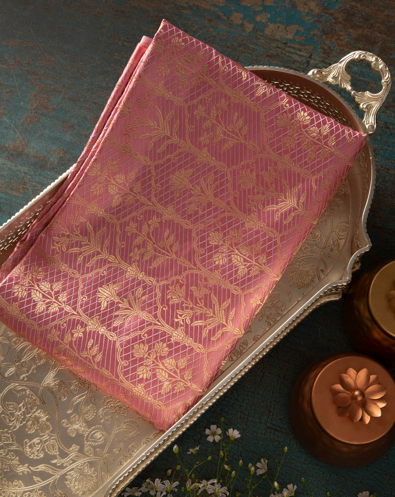 Handcrafted Brocade in Pink with Gold