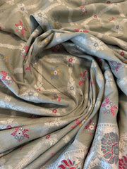 Meenedar Handwoven Tusser Georgette Suit in Green