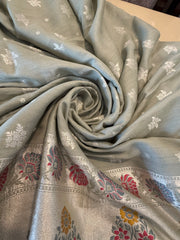 Meenedar Handwoven Tusser Georgette Suit in Green