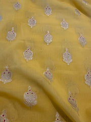 Meenedaar Chiffon Georgette Suit In Yellow And Pink
