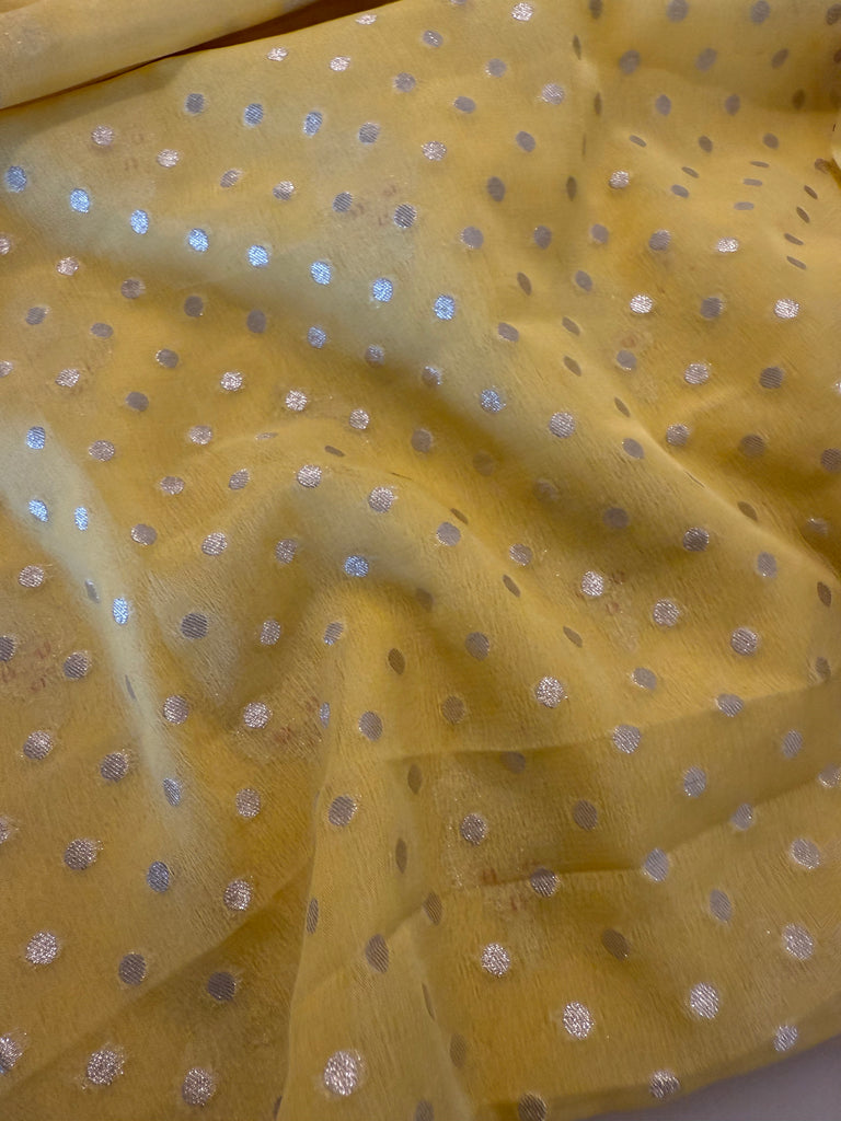 Meenedaar Chiffon Georgette Suit In Yellow And Pink