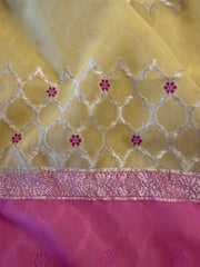 Meenedaar Chiffon Georgette Suit In Yellow And Pink