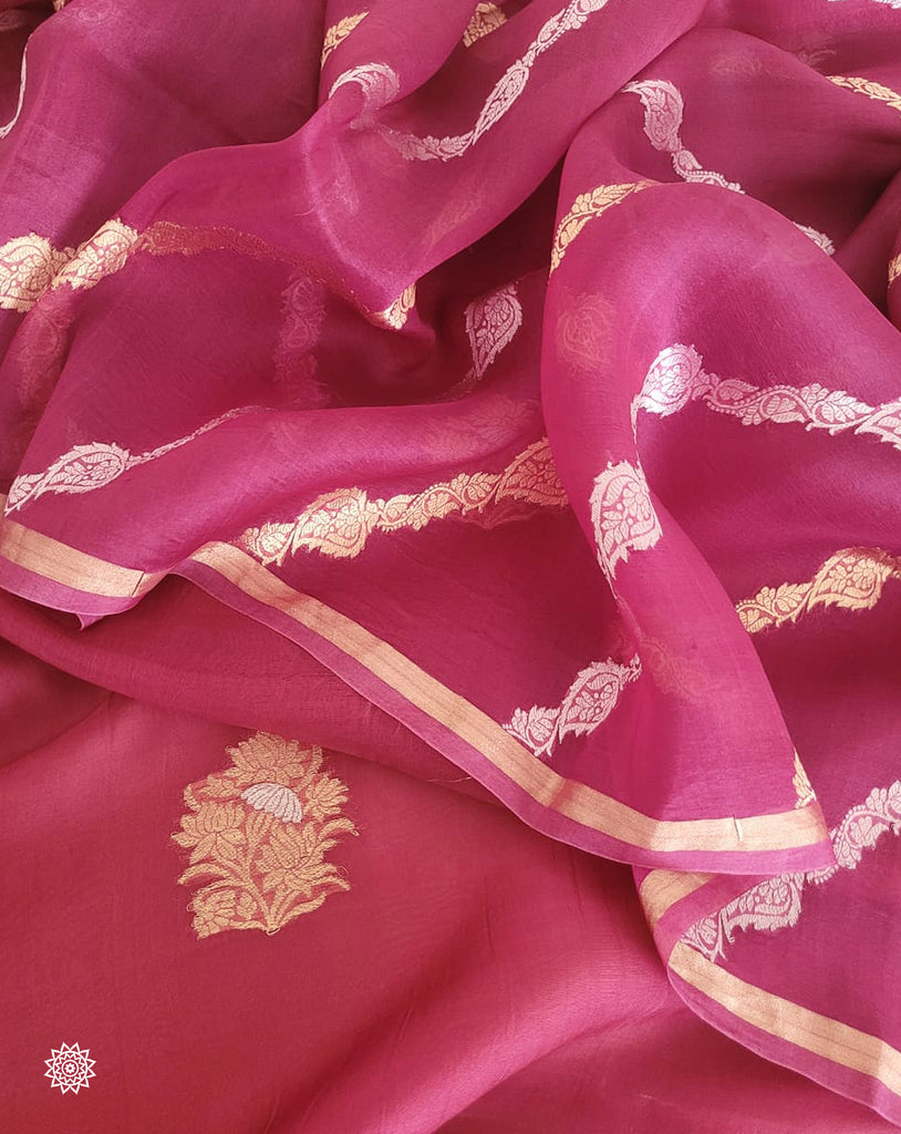 Handwoven Banarasi Unstitched Kurta Dupatta in Kora Silk