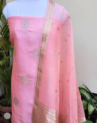 Banarasi Handwoven Chinnia Silk Meenedar Kurta with Meenedaar Kora Silk Dupatta
