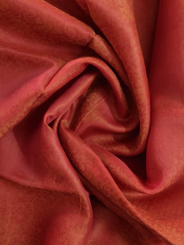 Handcrafted Kora Fabric In Dual Shade Of Orange And Pink Yardages
