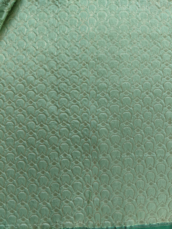 Pure Handwoven Katan Silk Blouse In Jade Green