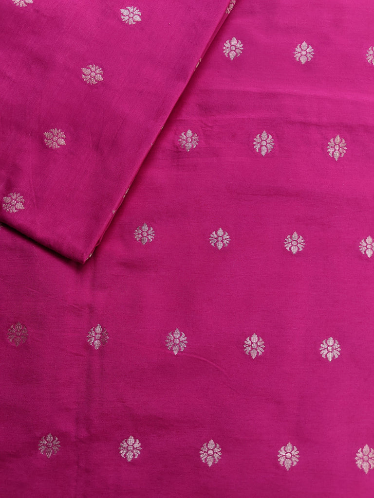 Pure Handwoven Silk Cotton Blouse Piece In Hot Pink