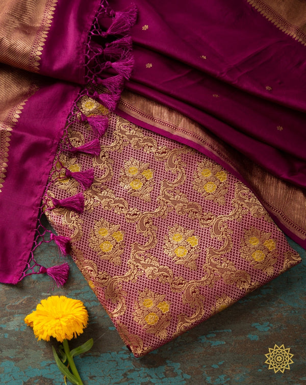Banarasi Hand Woven Alfi Brocade Silk Suit