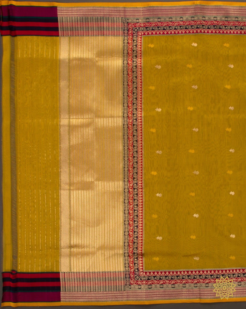 Banarasi Handloom Kora Silk Dupatta In Yellow