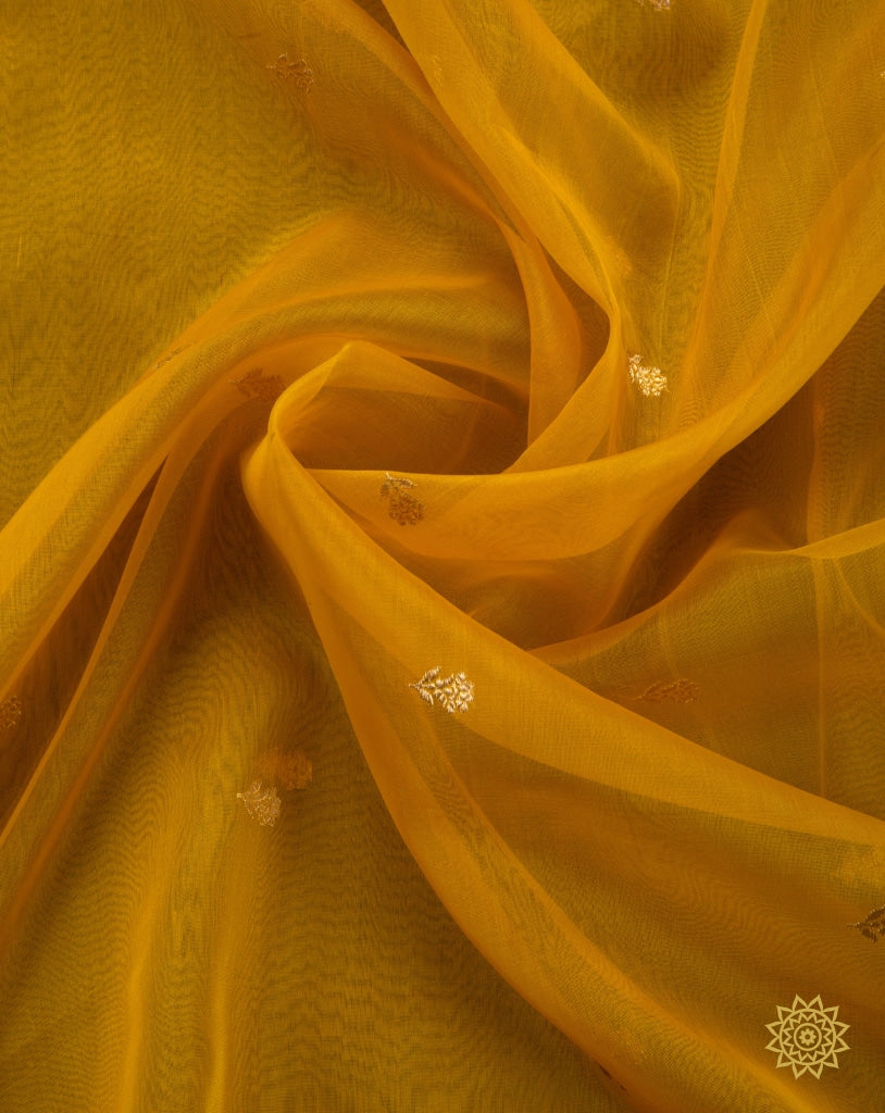 Banarasi Handloom Kora Silk Dupatta In Yellow