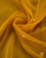 Banarasi Handloom Kora Silk Dupatta In Yellow
