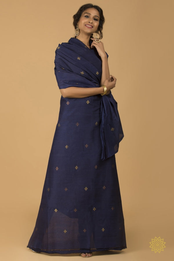 Banarasi Tussar Georgette Silk Kurta Fabric With Booties In Gold And Antique Zari Yardages