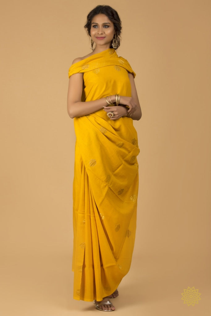 Banarasi Tussar Georgette Silk Kurta Fabric With Butie In Gold And Antique Zari Yardages