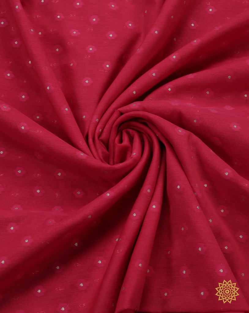 Banarasi Woven Cotton Fabric In Red