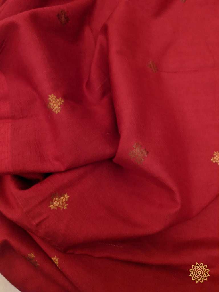 Tussar Georgette Fabric In Red Yardages