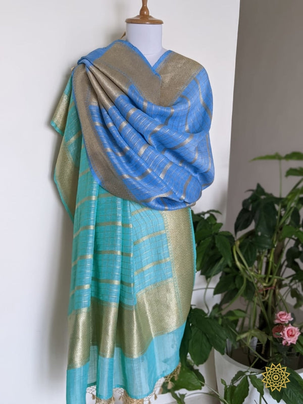 Handcrafted Pure Silk Linen Dupatta