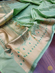 Handwoven Meenedar Katan Silk Dupatta With Gold Zari