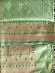 Handwoven Meenedar Katan Silk Dupatta With Gold Zari