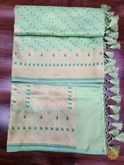 Handwoven Meenedar Katan Silk Dupatta With Gold Zari