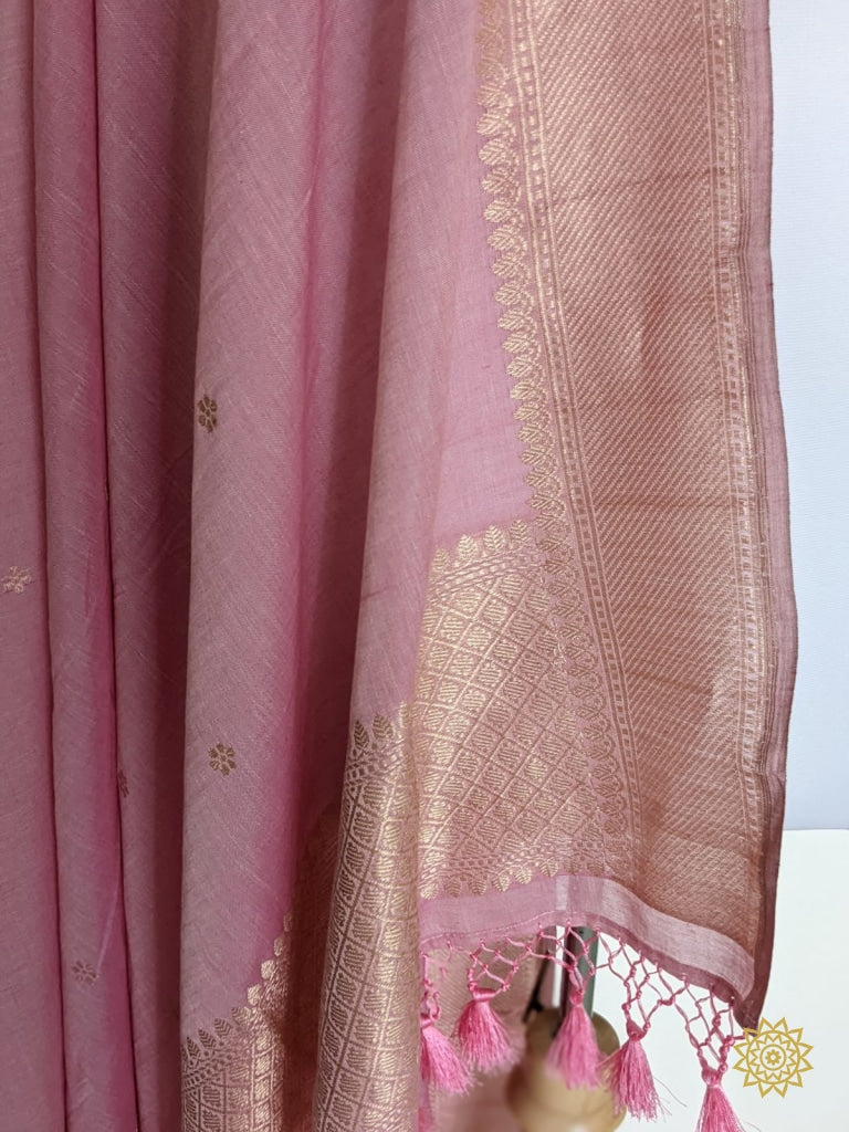 Handwoven Mulmul Cotton Dupatta In Onion Pink