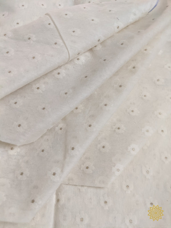 Handwoven Summer Cotton Fabric In White Yardages