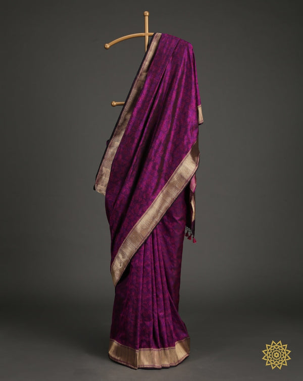 Satin Silk Handwoven Banarasi Saree In Tanchoi Weave Sarees Suits